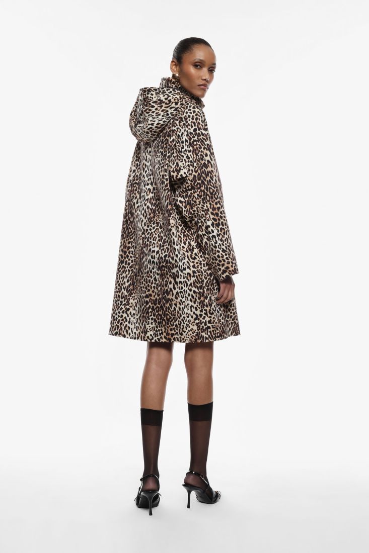 Cappotto con chiusura zip e stampa animalier