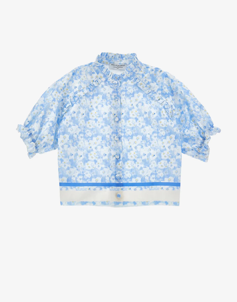 Camicia in cotone con stampa fiori