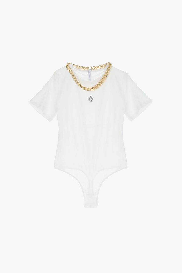 Bodysuit girocollo maniche corte con catena
