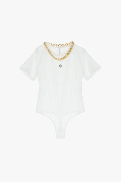 Bodysuit girocollo maniche corte con catena