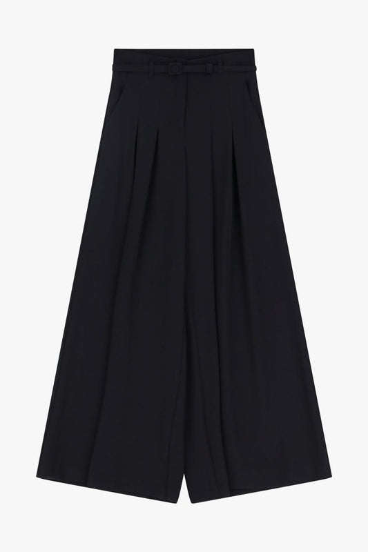 Pantaloni ampi con vita alta e pinces